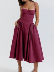 Sweetheart Neck Ruched Midi Dress