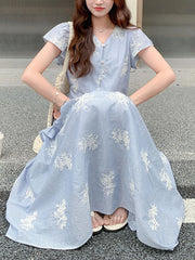 Tiered Cap Sleeve Midi Dress