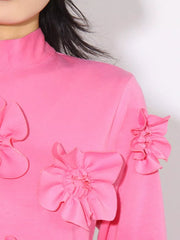 Floral Applique Long Sleeve Maxi Dress