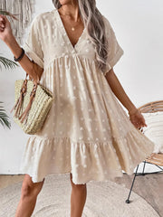Ruffled Hem Swiss Dot Mini Dress