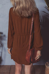Floral Embroidered Long Sleeve Mini Dress