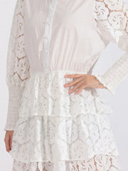 Full Size Lace Layered Long Sleeve Dress Plus Size