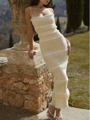Frill Tiered Textured Maxi Cami Dress