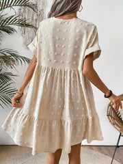 Ruffled Hem Swiss Dot Mini Dress
