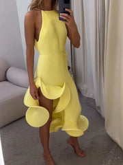 Ruffle Hem Ribbed Sleeveless Dress