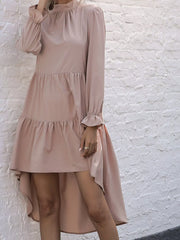 High-Low Flounce Sleeve Dress