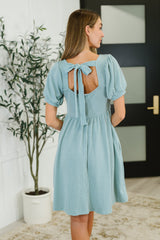 Twirlin’ Dirty Cable Ribbed Knit Dress in Sage Green