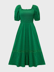 Smocked Puff Sleeve Tiered Dress