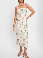 Printed Square Neck Midi Cami Dress