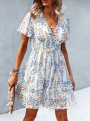 Floral Wrap Dress with Flutter Sleeves