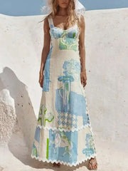 Tied Back Printed Maxi Dress