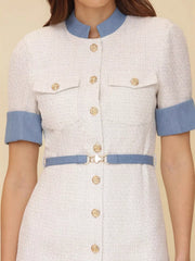 Contrast Button Front Mini Dress