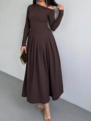 Ruched One Shoulder Long Sleeve Dress