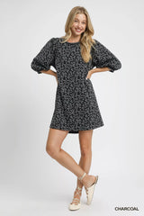 Umgee Leopard Print Jacquard Mini Dress