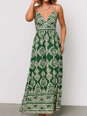 Printed V-Neck Maxi Cami Dress