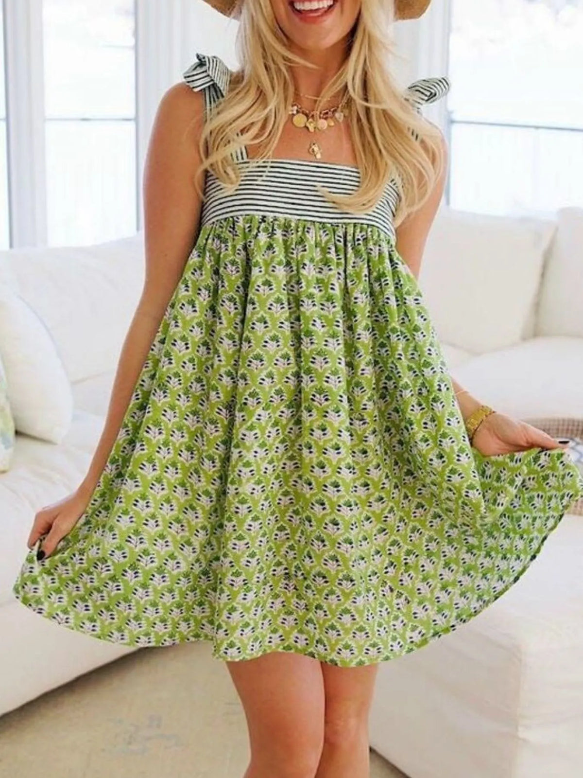 Floral Print Tie Shoulder Summer Dress