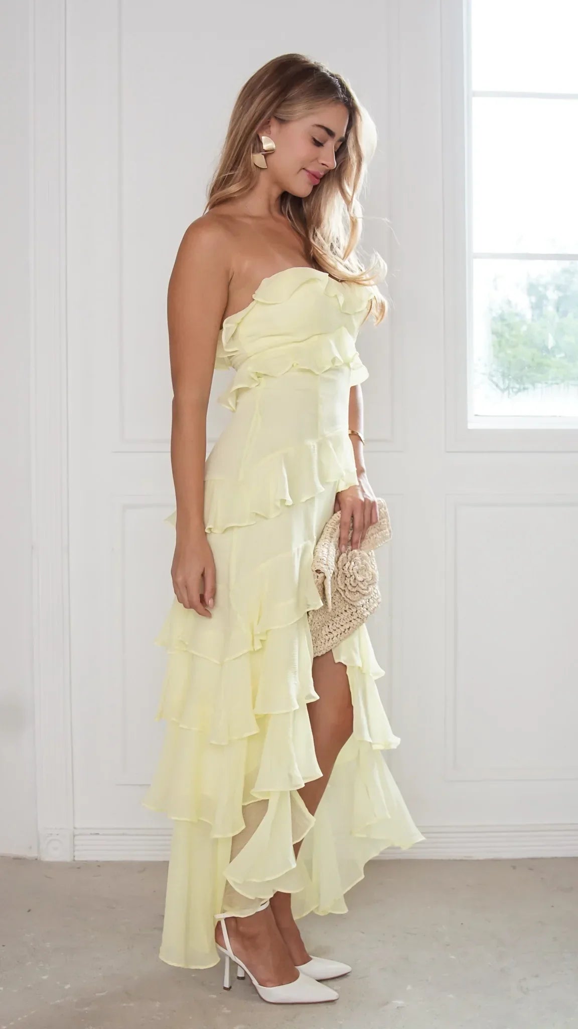 Lunette Strapless Ruffle Maxi Dress