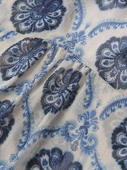Printed Button Up Long Sleeve Dress
