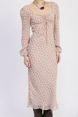 OPEN BACK PUFF SLEEVE MAXI DRESS WITH RUCHED BUST