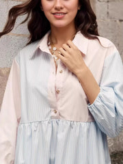 Tiered Button-Front Shirt Dress