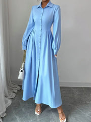 Button-Front Maxi Shirt Dress