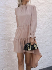 High-Low Flounce Sleeve Dress