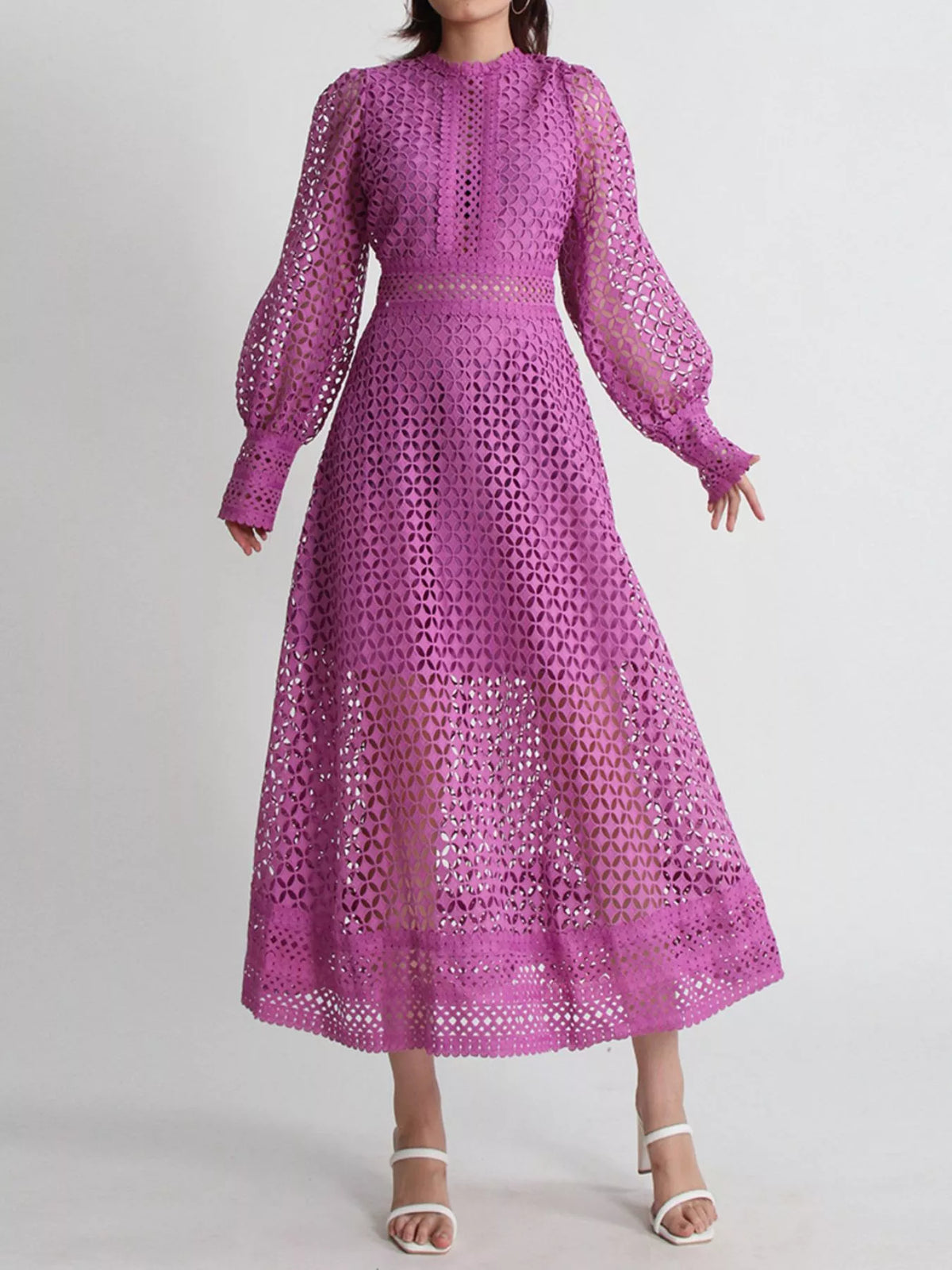 Lace Long Sleeve Midi Dress