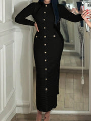 Textured Long Sleeve Midi Dress