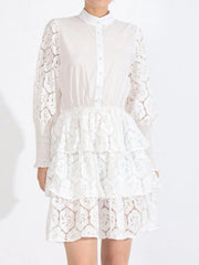 Full Size Lace Layered Long Sleeve Dress Plus Size