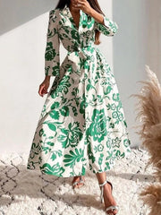 Printed Tie Waist Shirt Dress