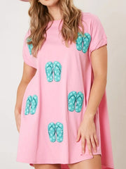 Sequin Short Sleeve Summer Tee Dress