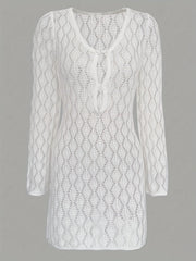 Openwork Long Sleeve Knit Dress