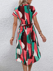 Tie Waist Short Sleeve Dress