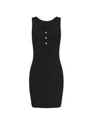 Ribbed Button Front Dress and Cardigan Sweater Set