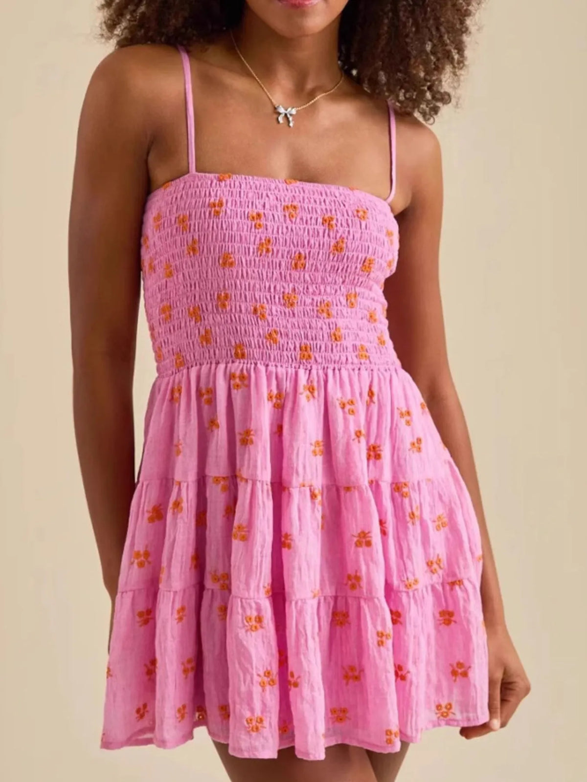 Floral Smocked Tiered Mini Cami Dress