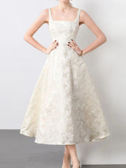 Butterfly Pattern A-Line Sleeveless Midi Dress