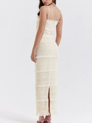 Frill Tiered Textured Maxi Cami Dress