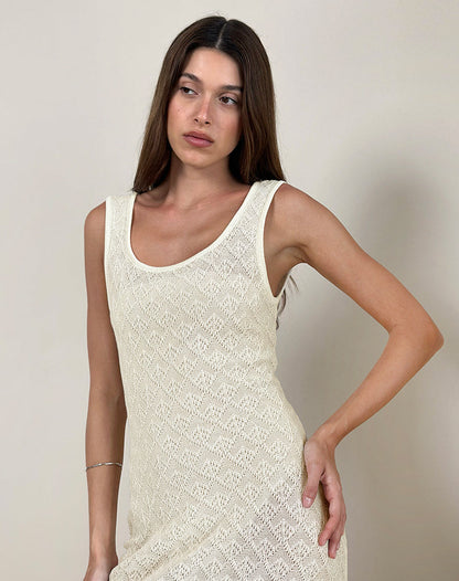 Ashtin Midi Dress in Pointelle Ivory