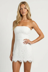 Cece Lace Mini White Dress