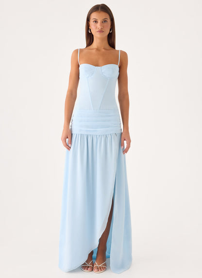 Clemence Bustier Maxi Dress - Blue