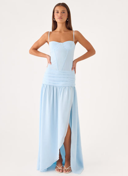 Clemence Bustier Maxi Dress - Blue