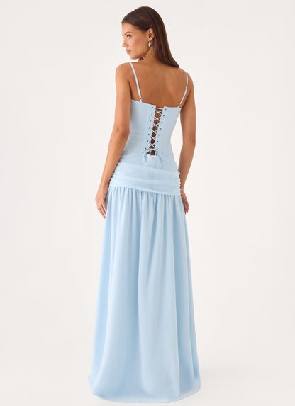 Clemence Bustier Maxi Dress - Blue