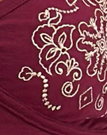Dimaya Mini Dress in Burgundy with Floral Embroidery