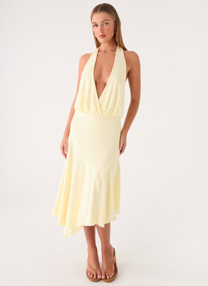 Ignite It Midi Dress - Lemon