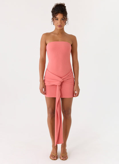 Jiliana Strapless Mini Dress - Coral