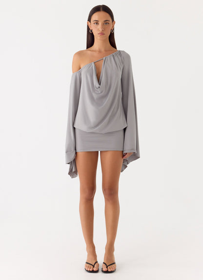 Kyrah Long Sleeve Mini Dress - Misty Blue