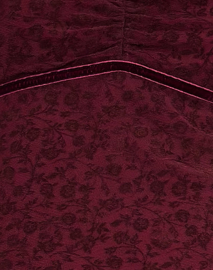 Luth Mini Dress in Ditsy Flocked Burnt Maroon