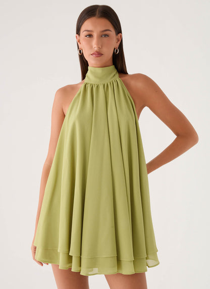 Lyrah Halter Mini Dress - Lime
