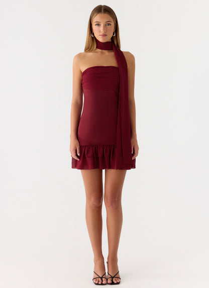 Manon Scarf Mini Dress - Deep Red