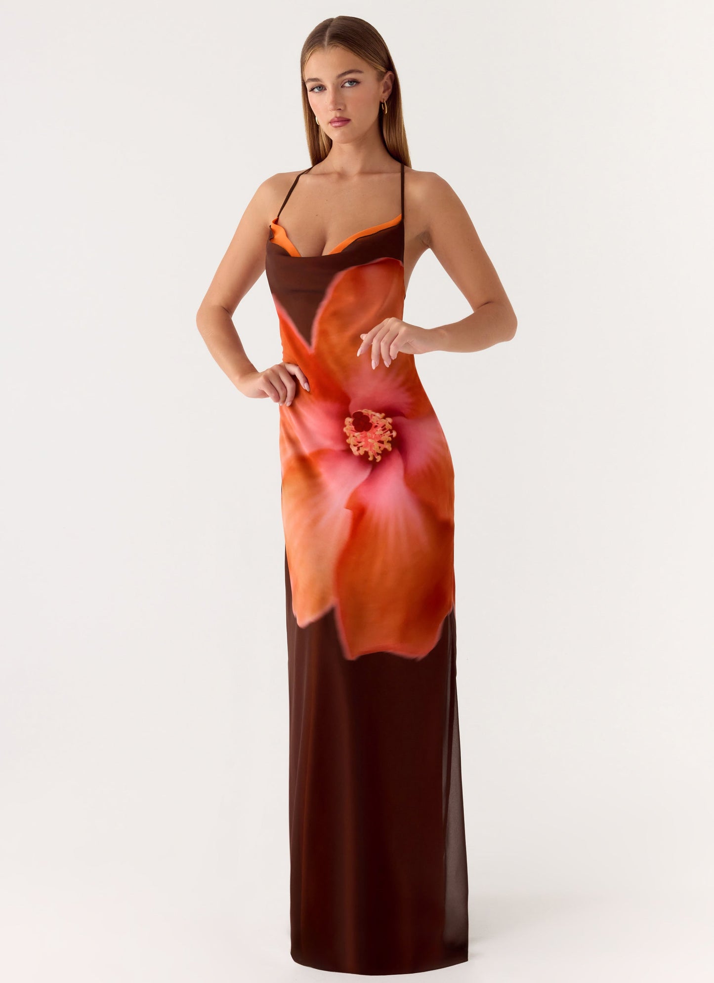 Night Drive Maxi Dress - Chocolate Blossom